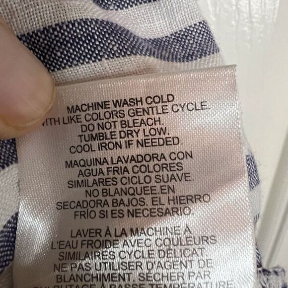 Ellen Tracy Womens Sleeveless Striped Button Linen Nautical Top Size Medium‎ - Picture 8 of 8